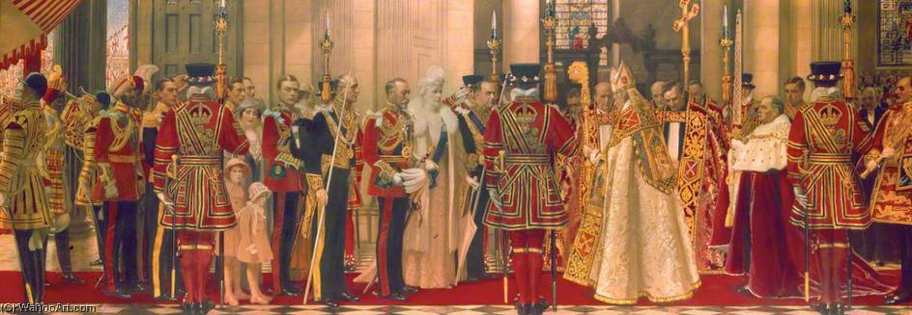 Order Artwork Replica Reception of King George V and Queen Mary at the West Door of St Paul`s Cathedral, London, Jubilee Day, 6 May 1935 by Frank O Salisbury (Inspired By) (1874-1962, United Kingdom) | ArtsDot.com