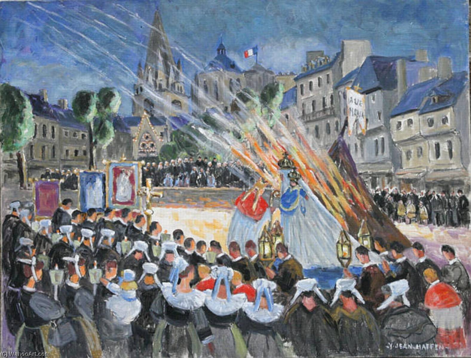 順序 絵画のコピー Feu de joie à Guingamp バイ Yvonne Jean Haffen (に触発された) (1895-1993) | ArtsDot.com