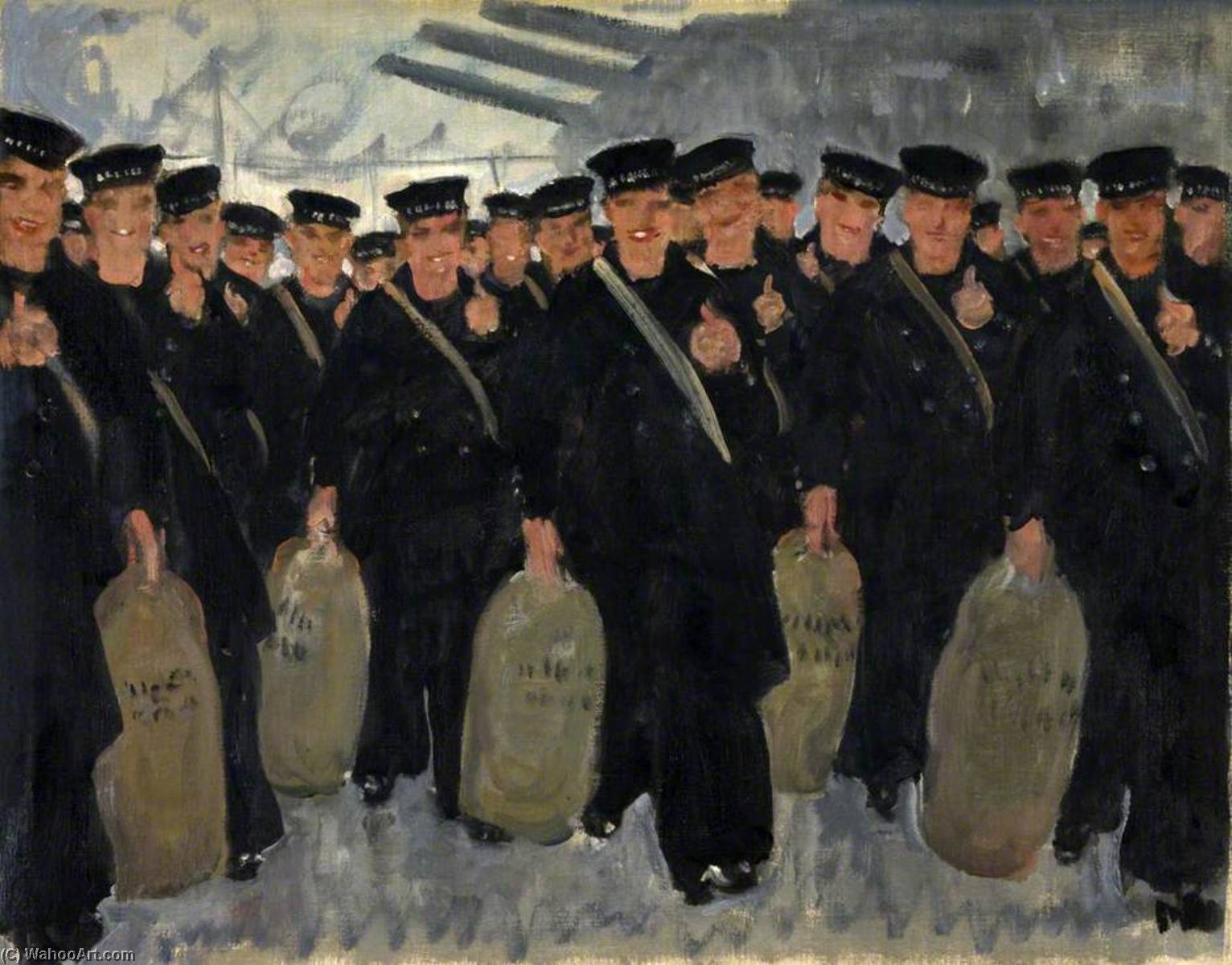 Get Art Reproductions Sailors Embarking for Overseas, 1946 by Thomas Cantrell Dugdale (1880-1952, United Kingdom) | ArtsDot.com