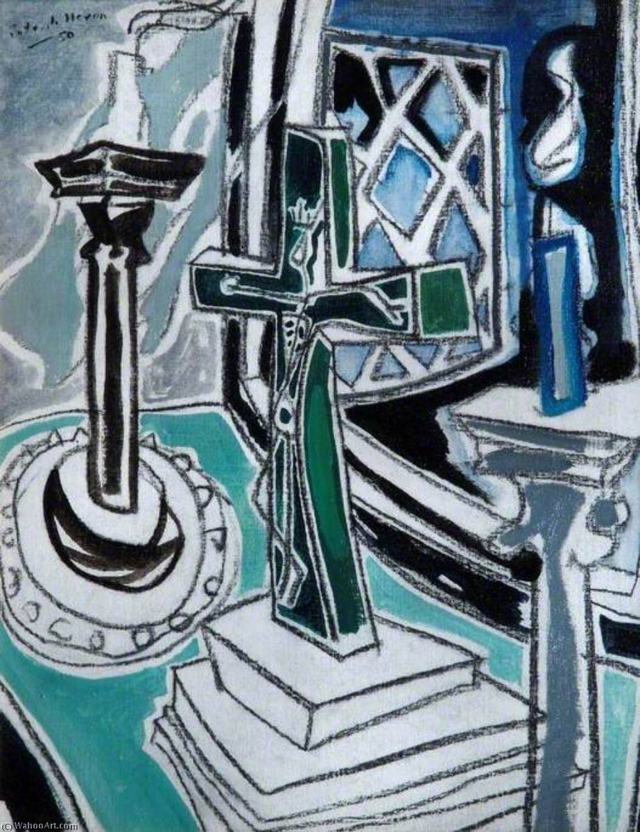 Ordinare Riproduzioni D'arte Crocifisso e candele, Notte, 1950 di Patrick Heron (Ispirato da) (1920-1999, United Kingdom) | ArtsDot.com