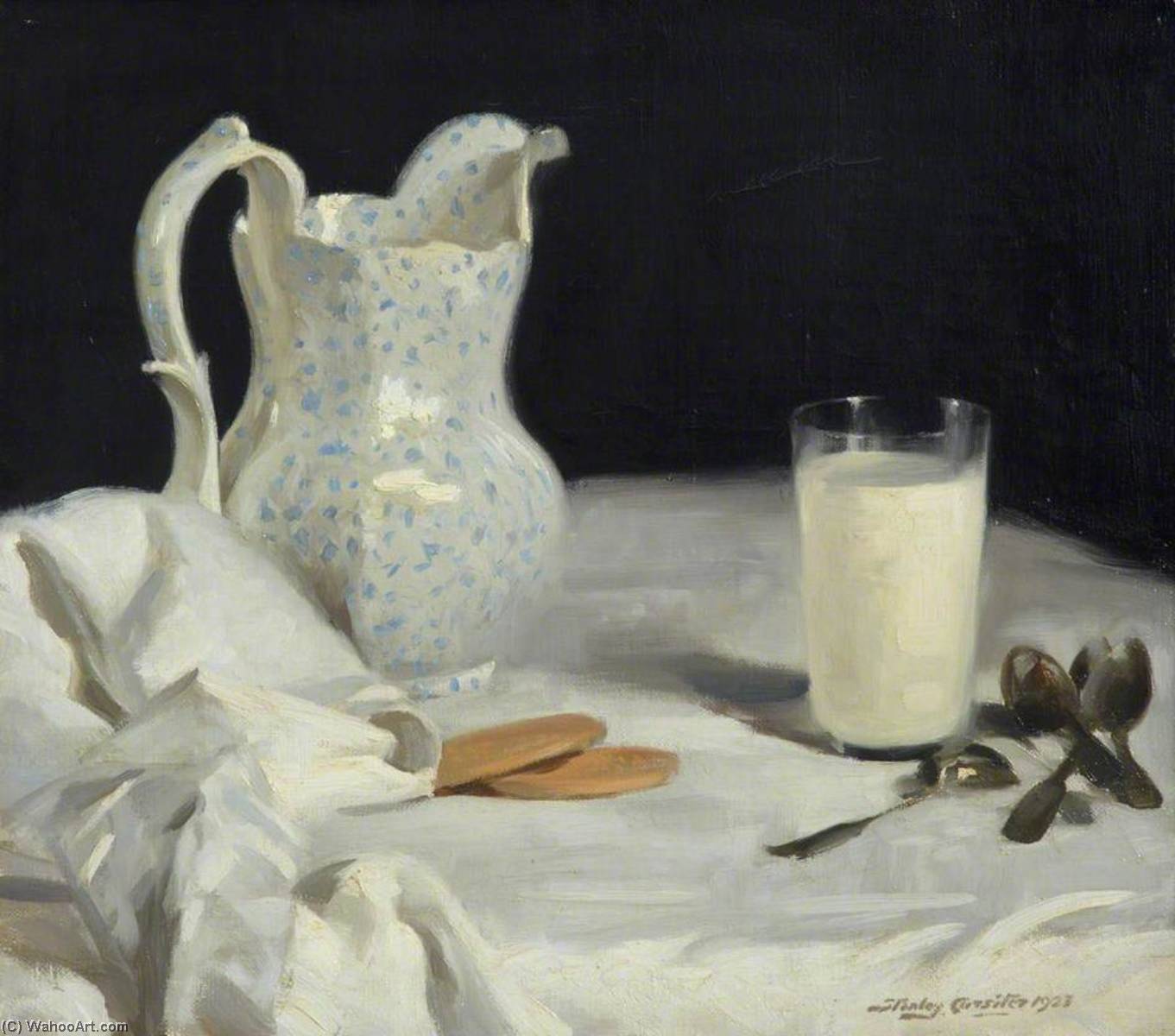 Order Oil Painting Replica A Glass of Milk, 1923 by Stanley Cursiter (Inspired By) (1887-1976, Scotland) | ArtsDot.com