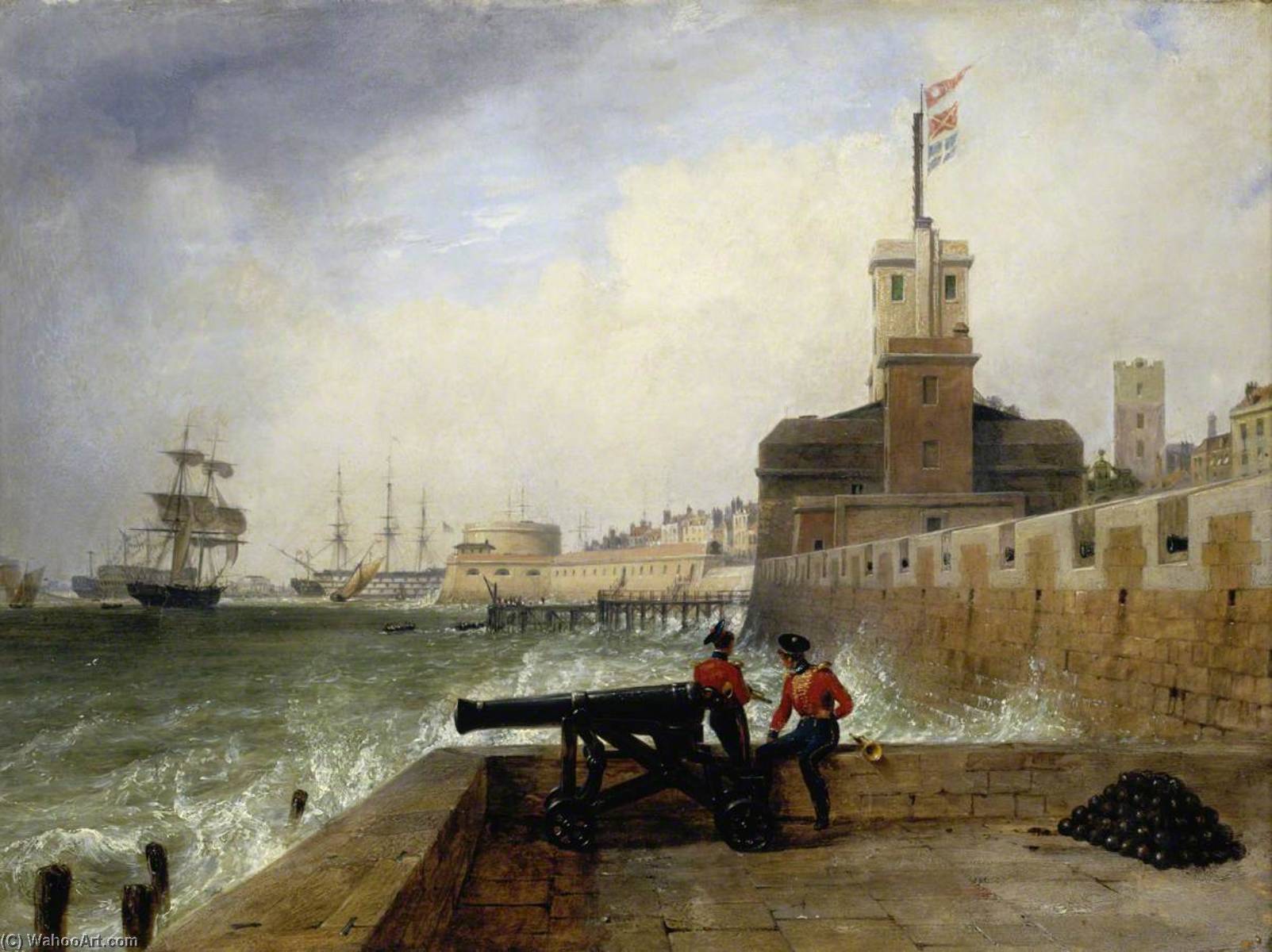 Order Oil Painting Replica Semaphore at Portsmouth, 1836 by Edward William Cooke (1811-1880, United Kingdom) | ArtsDot.com