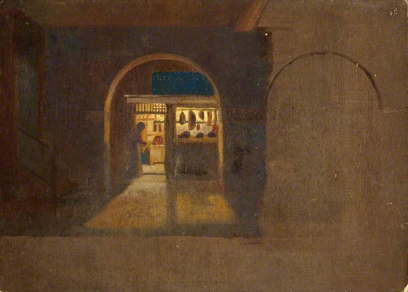 Order Oil Painting Replica Butcher`s Shop at Night, in St Kitts ( ) by Charles Paget Wade (Inspired By) (1883-1956, United Kingdom) | ArtsDot.com