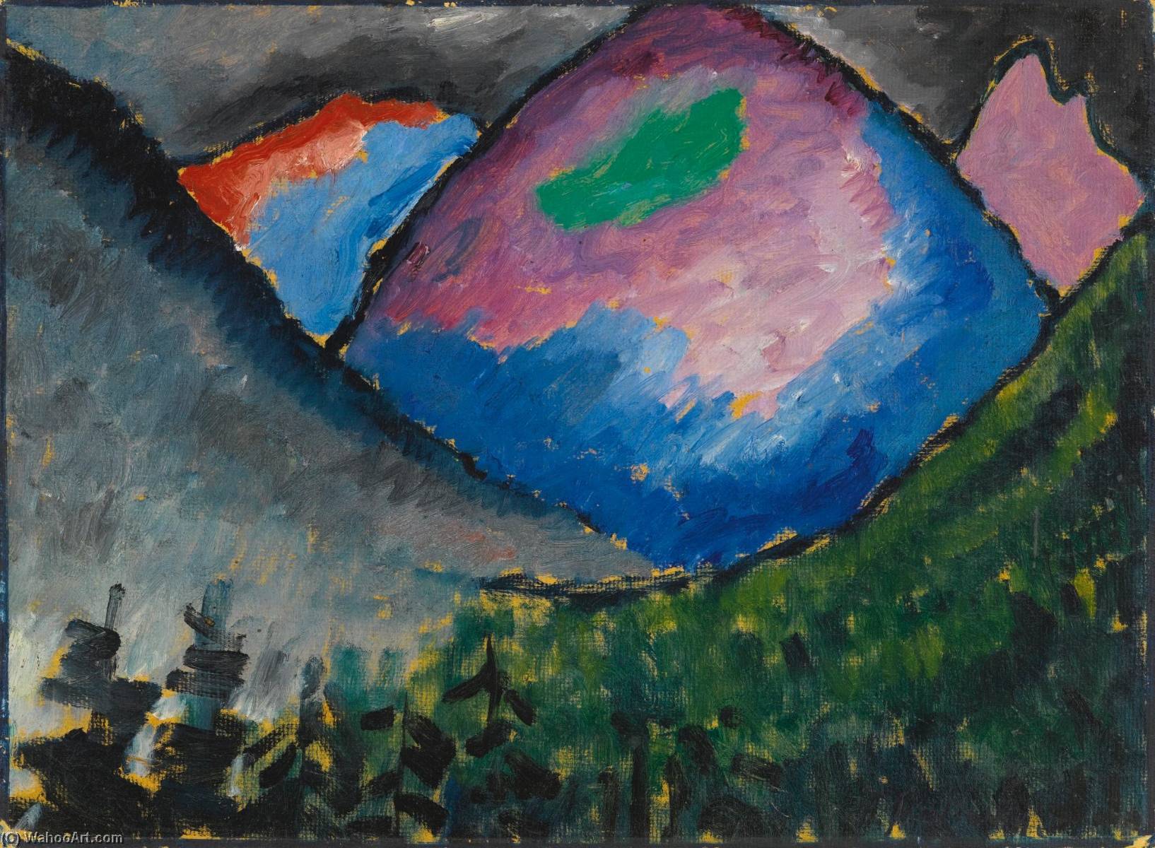 Buy Museum Art Reproductions Bunter Berg im Tal bei Oberstdorf (Coloured Mountain in the Valley near Oberstdorf), 1912 by Alexej Georgewitsch Von Jawlensky (1864-1941, Russia) | ArtsDot.com