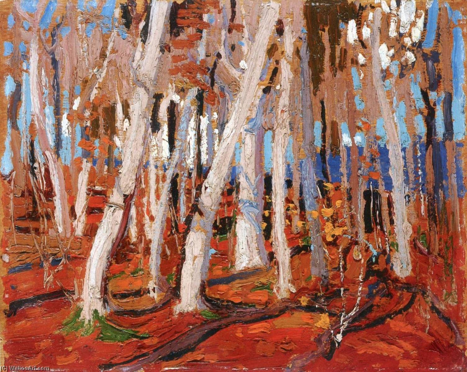 Order Paintings Reproductions Maple Woods, Bare Trunks, 1915 by Tom Thomson (1877-1917, Canada) | ArtsDot.com