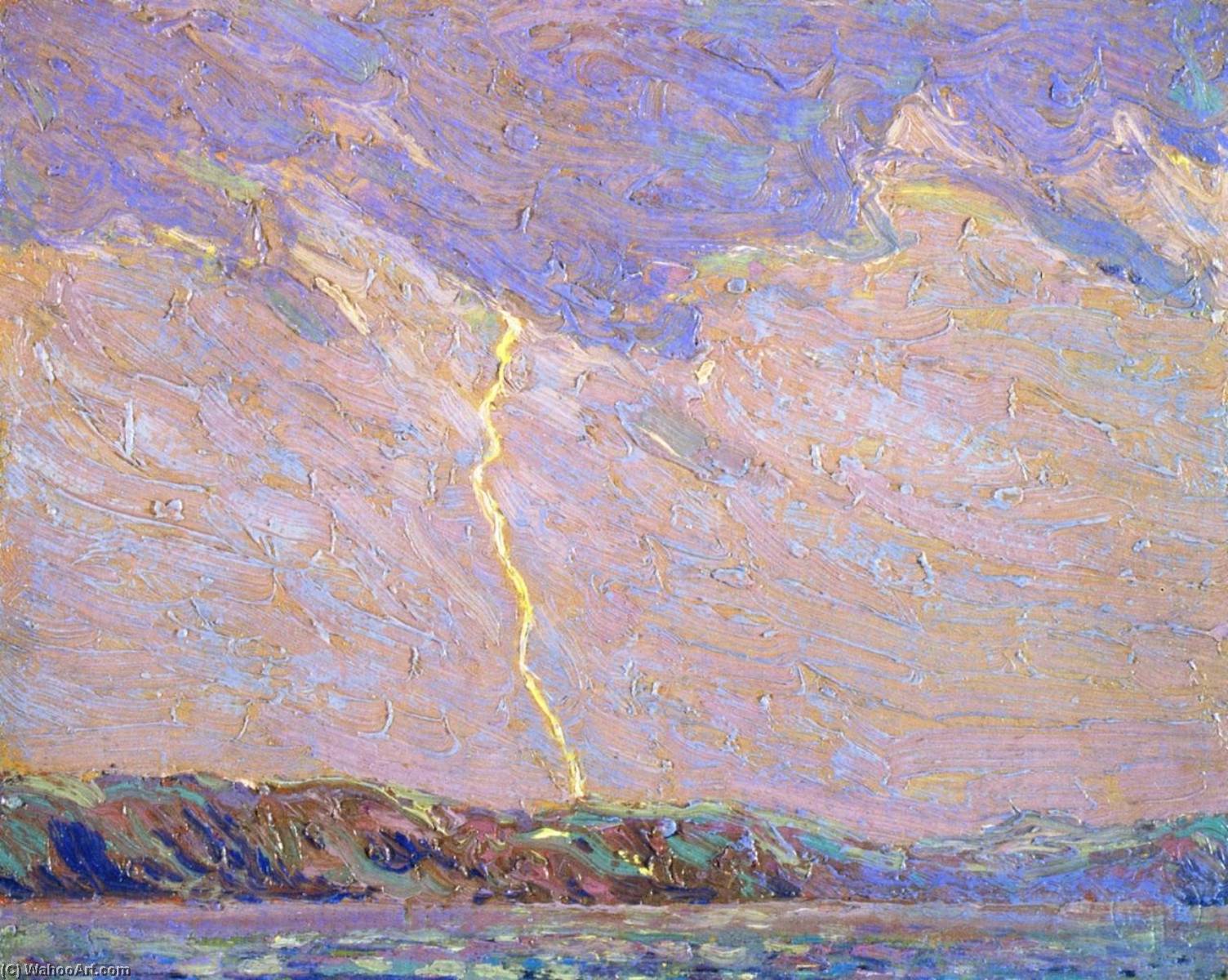 Order Paintings Reproductions Lightning, Canoe Lake, 1915 by Tom Thomson (1877-1917, Canada) | ArtsDot.com