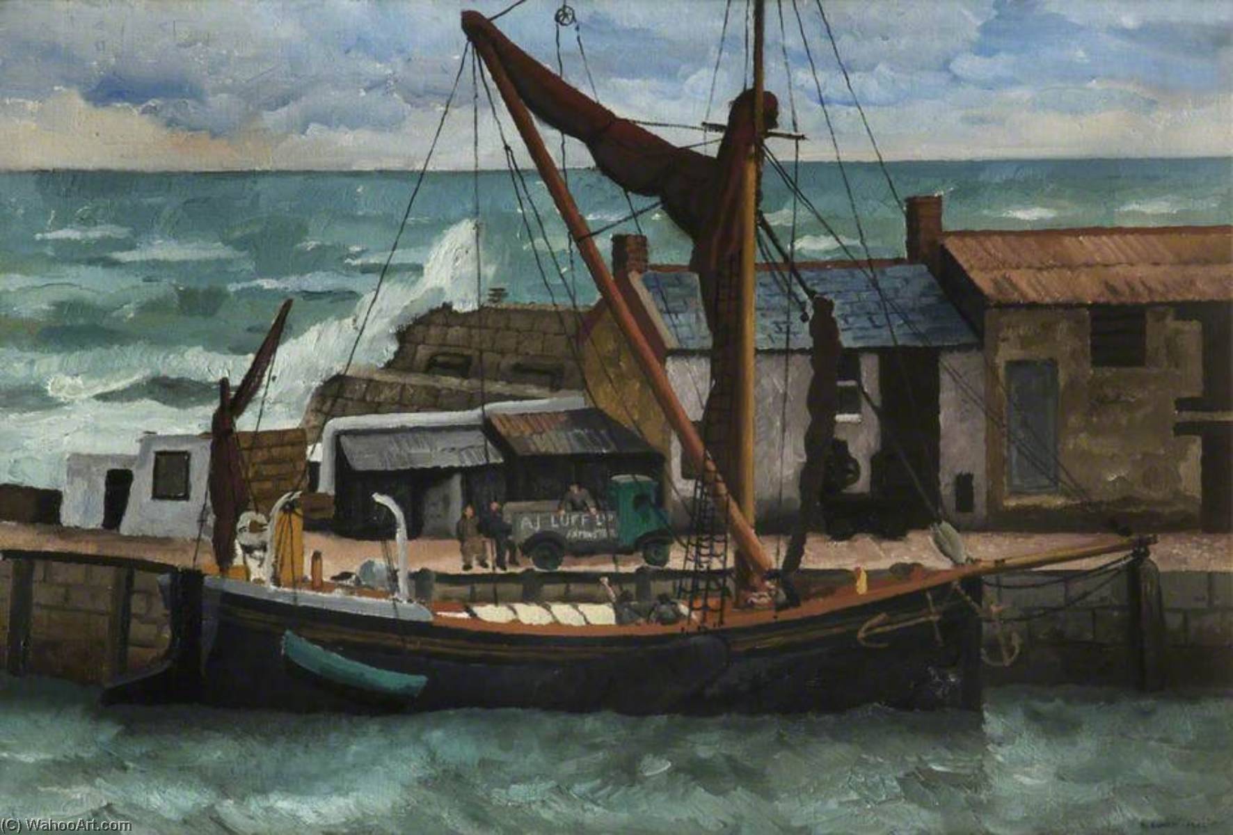Buy Museum Art Reproductions Unloading Cement, Lyme, 1932 by Richard Ernst Eurich (Inspired By) (1903-1992, United Kingdom) | ArtsDot.com