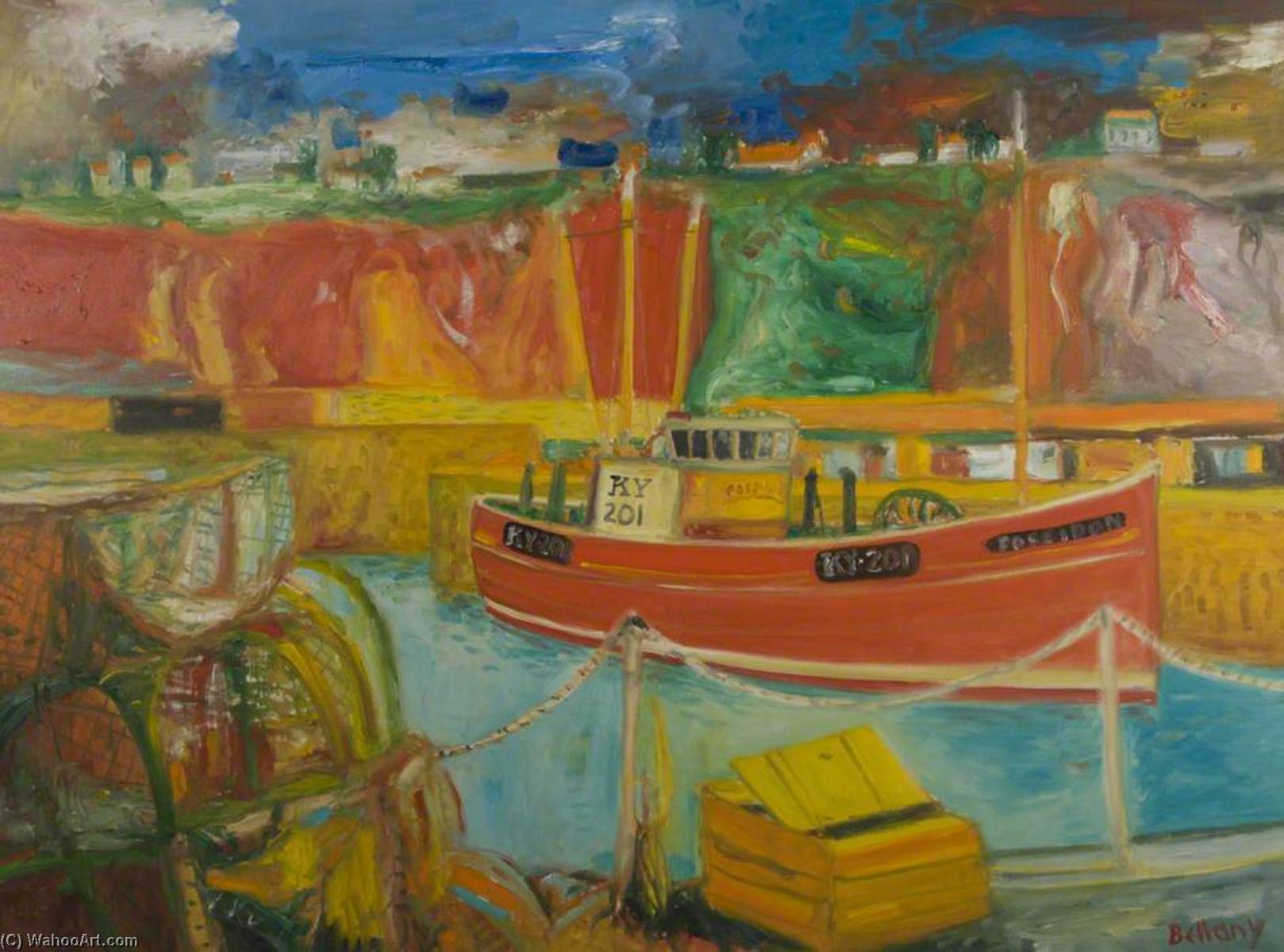 Fishing Boat `Poseidon` in Harbour, 1994 by John Bellany (1942-2013) John Bellany | ArtsDot.com