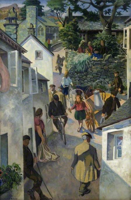 Buy Museum Art Reproductions The School on Peggy Hill, Ambleside, 1952 by Gilbert Spencer (Inspired By) (1892-1979, United Kingdom) | ArtsDot.com