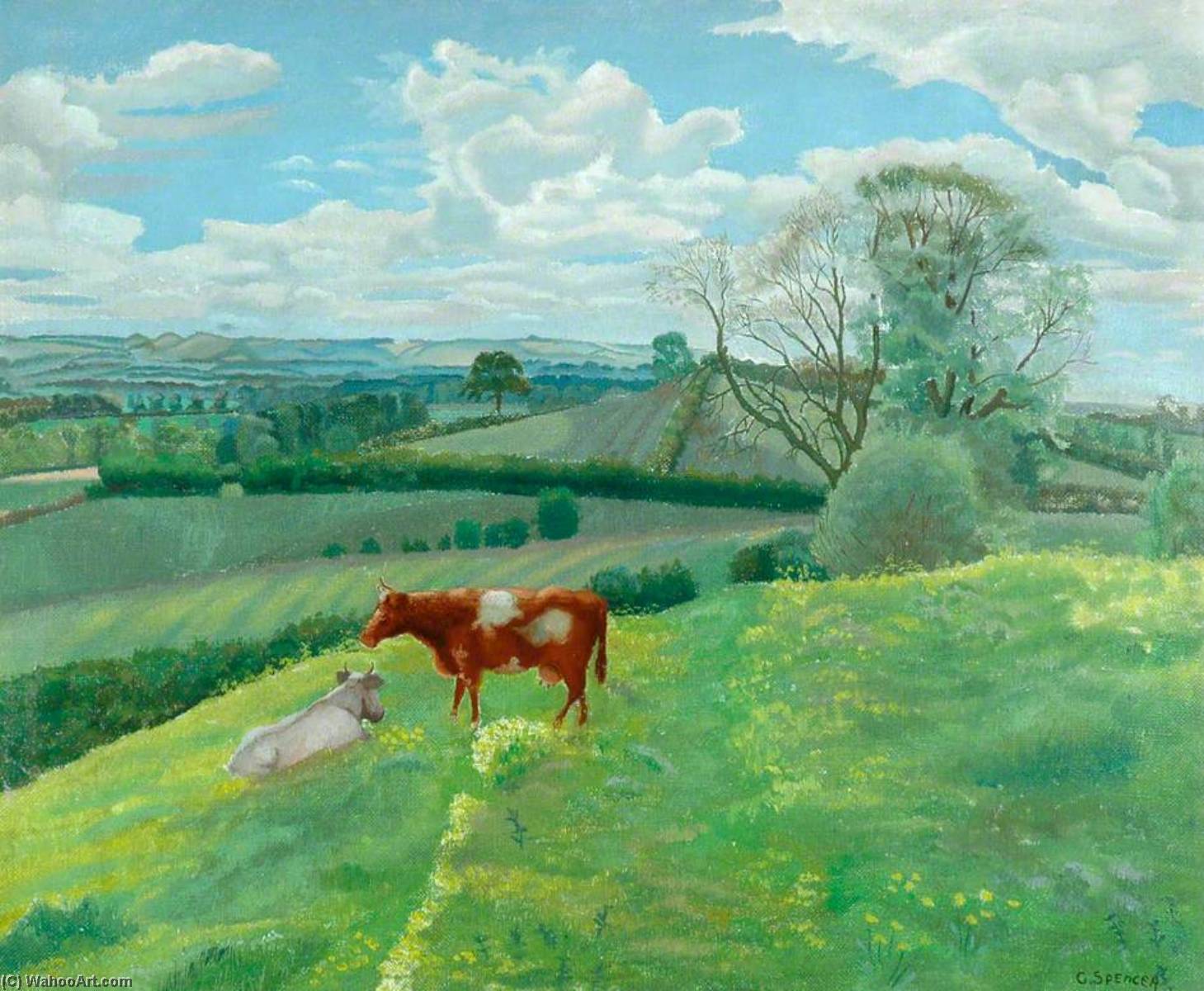 Buy Museum Art Reproductions Landscape with Cows by Gilbert Spencer (Inspired By) (1892-1979, United Kingdom) | ArtsDot.com