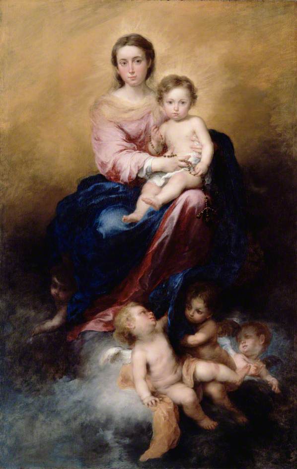 Order Oil Painting Replica The Virgin of the Rosary, 1680 by Bartolome Esteban Murillo (1618-1682, Spain) | ArtsDot.com