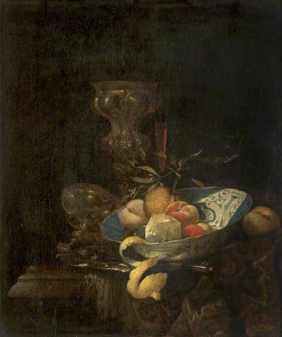 Buy Museum Art Reproductions Still Life Silver Gilt Goblet, Porcelain Bowl, Glassware and Peeled Orange, 1665 by Willem Kalf (1619-1693, Netherlands) | ArtsDot.com