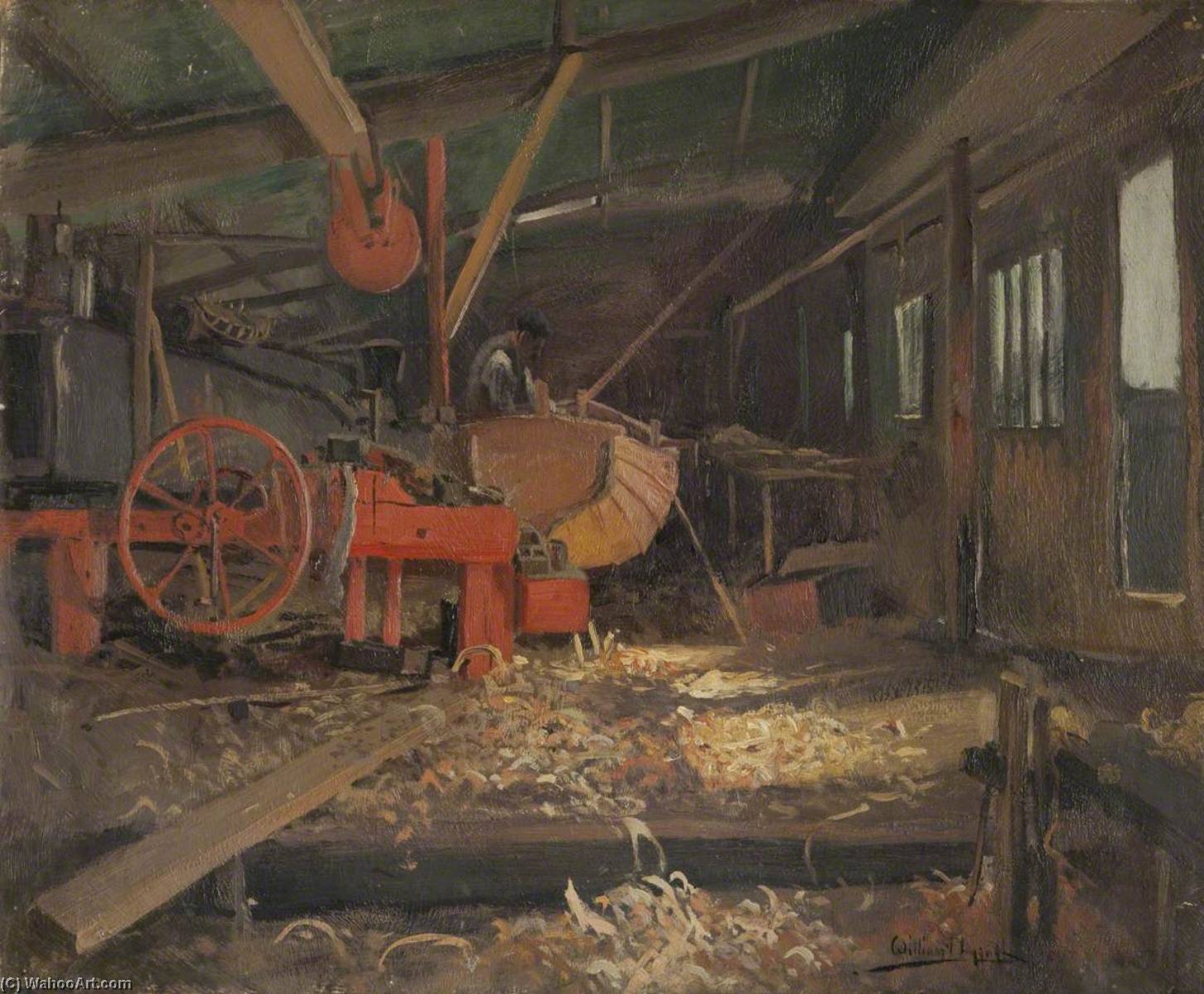 順序 手描き油絵 ボートビルダーのワークショップ, 1911 バイ William Hoggatt (に触発された) (1879-1961) | ArtsDot.com