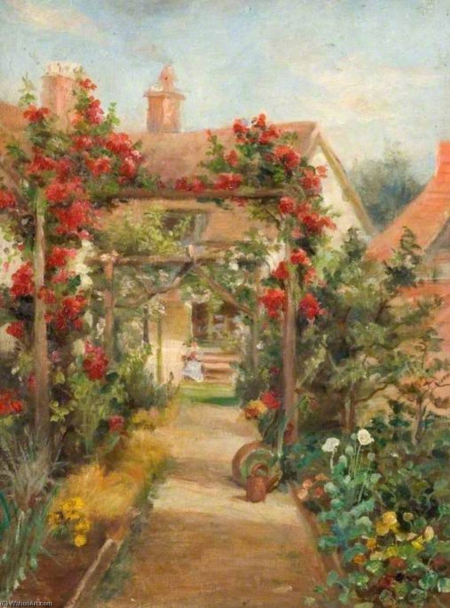 Order Oil Painting Replica Cottage Garden by Margaret Thomas (1842-1929, United Kingdom) | ArtsDot.com