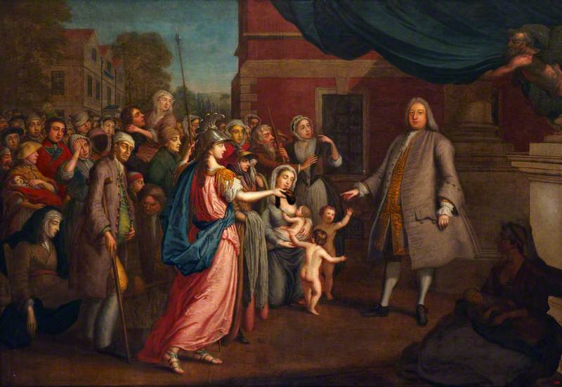 Buy Museum Art Reproductions Joshua Ward Receiving Money from Britannia (and Bestowing it as Charity on the Needy), 1748 by Thomas Bardwell (1704-1767) | ArtsDot.com