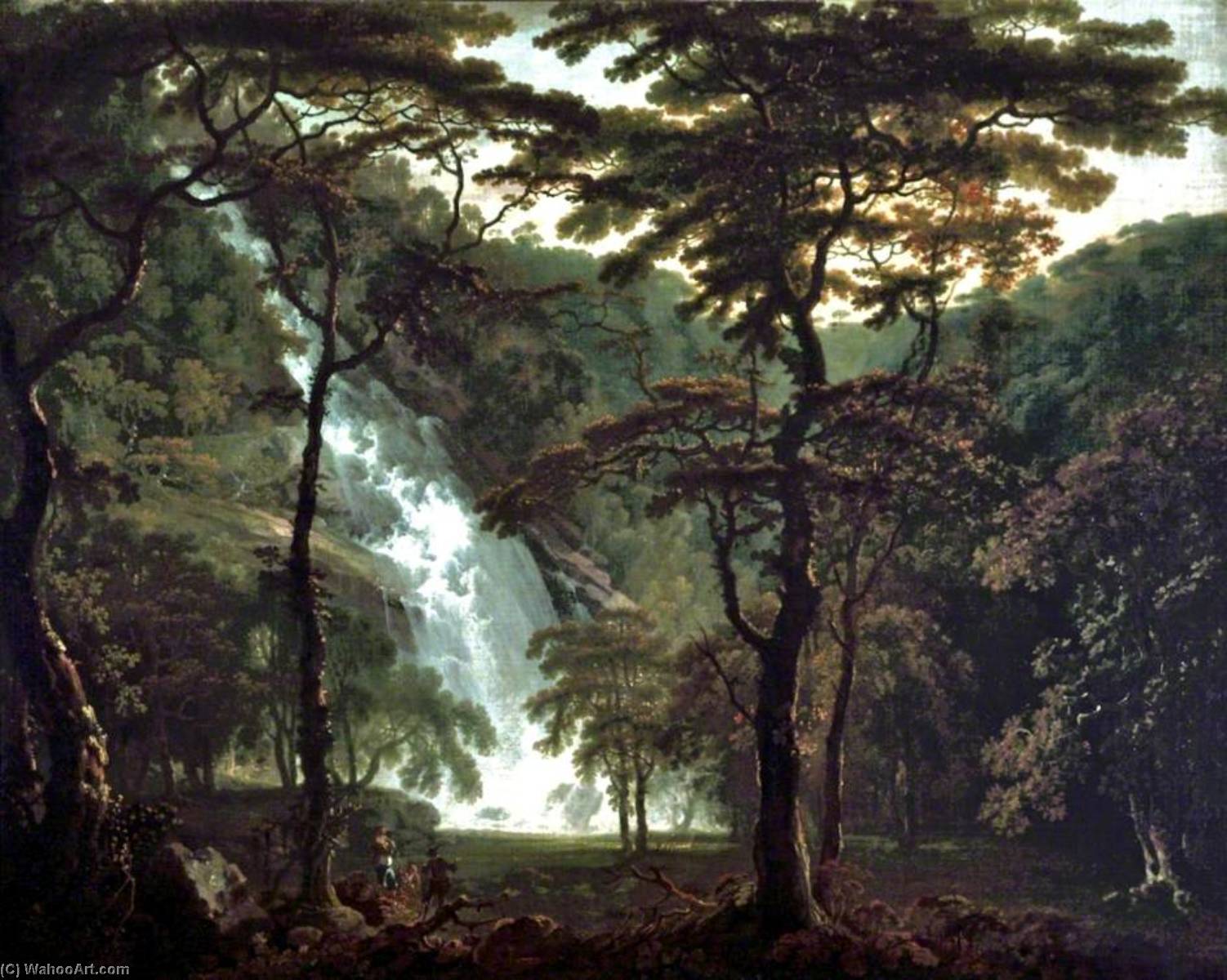 Order Oil Painting Replica The Powerscourt Waterfall, 1764 by George Barret The Elder (1732-1784, Ireland) | ArtsDot.com