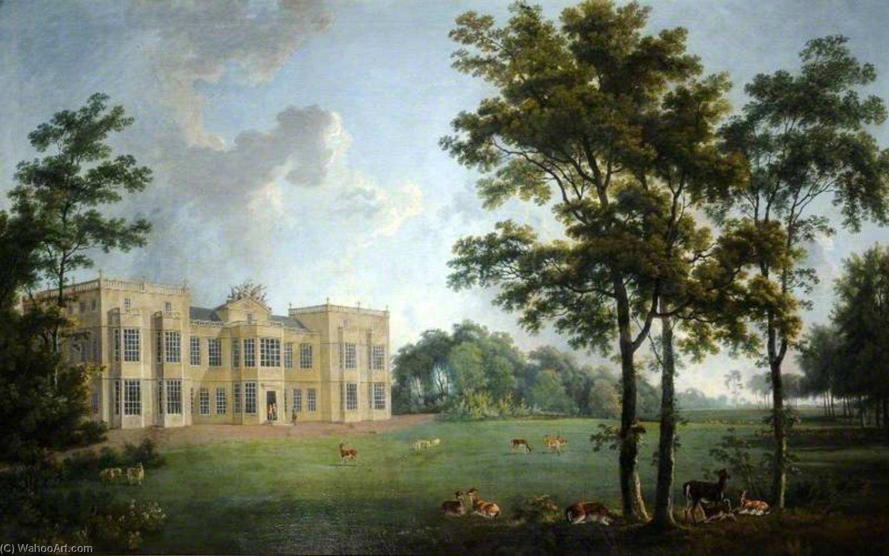 Buy Museum Art Reproductions The West Front of Burton Constable, 1777 by George Barret The Elder (1732-1784, Ireland) | ArtsDot.com
