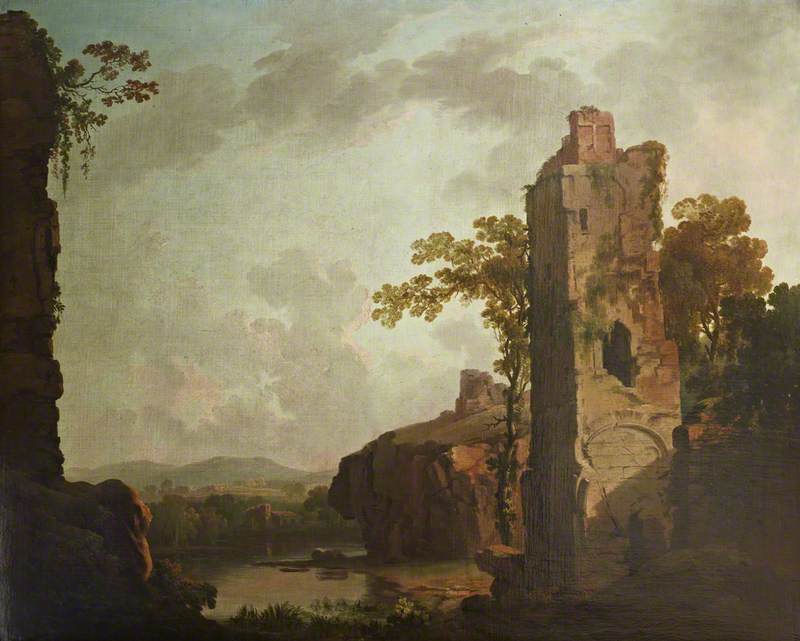 Order Oil Painting Replica Landscape with a Ruined Tower by George Barret The Elder (1732-1784, Ireland) | ArtsDot.com