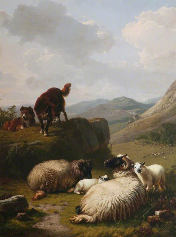 Buy Museum Art Reproductions Sheep and Dogs, 1861 by Eugène Joseph Verboeckhoven (1798-1881, Belgium) | ArtsDot.com