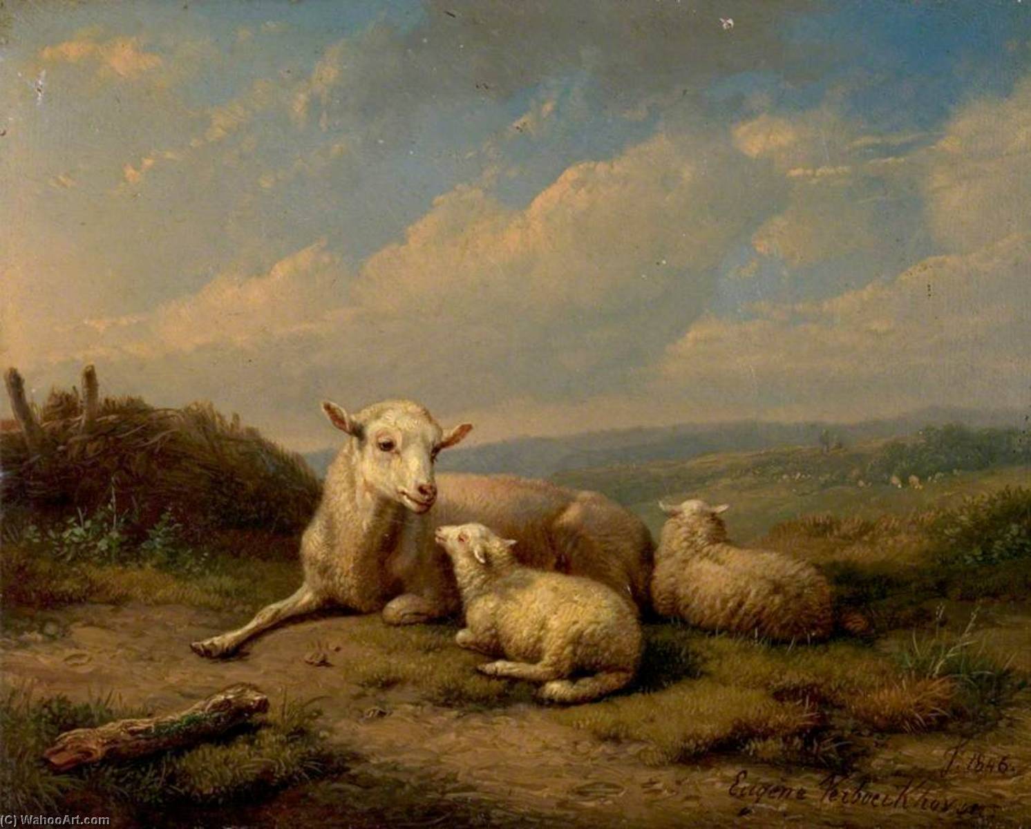 Order Oil Painting Replica The Twins, 1846 by Eugène Joseph Verboeckhoven (1798-1881, Belgium) | ArtsDot.com