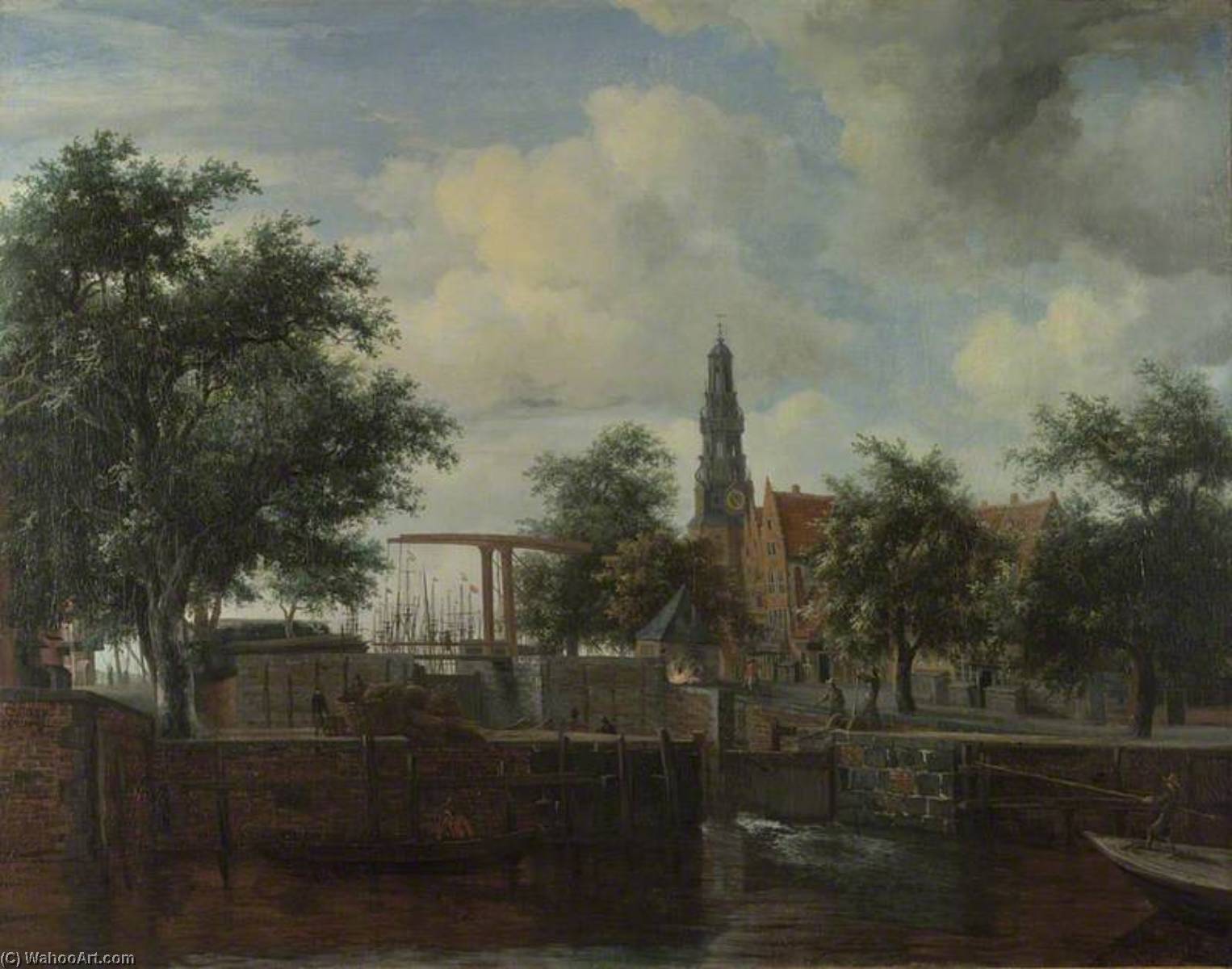 Order Oil Painting Replica The Haarlem Lock, Amsterdam by Meindert Hobbema (1638-1709, Netherlands) | ArtsDot.com