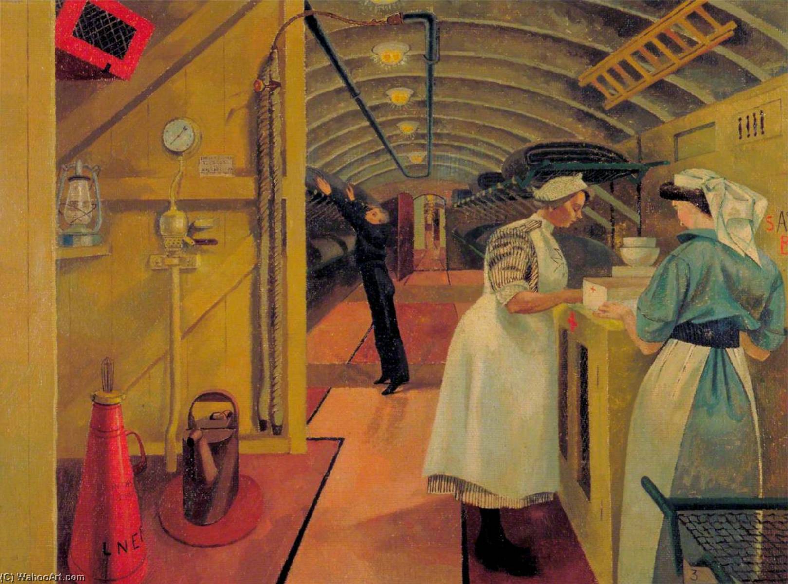 Order Oil Painting Replica Hospital Train, 1942 by Evelyn Mary Dunbar (Inspired By) (1906-1960, United Kingdom) | ArtsDot.com