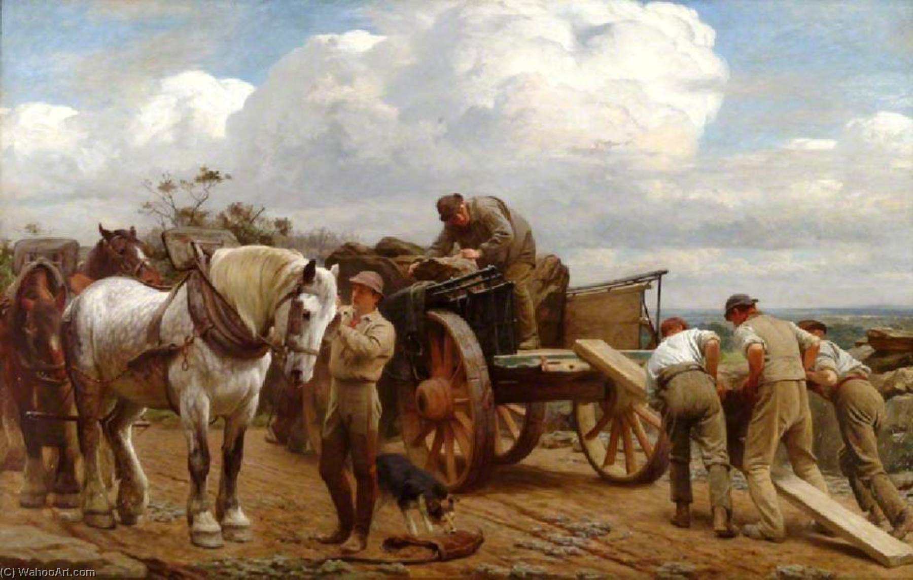 Buy Museum Art Reproductions Loading at the Quarry, Holmbury Hill by Henry Tanworth Wells (1828-1903) | ArtsDot.com