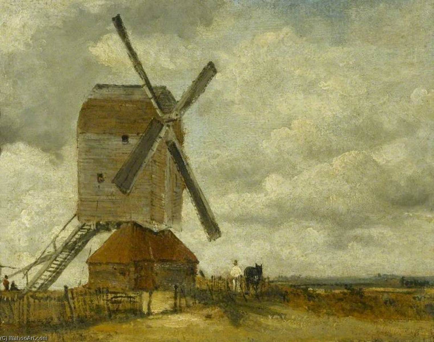 Buy Museum Art Reproductions Windmills in a Landscape by Frederick Waters (William) Watts (1800-1870, United Kingdom) | ArtsDot.com