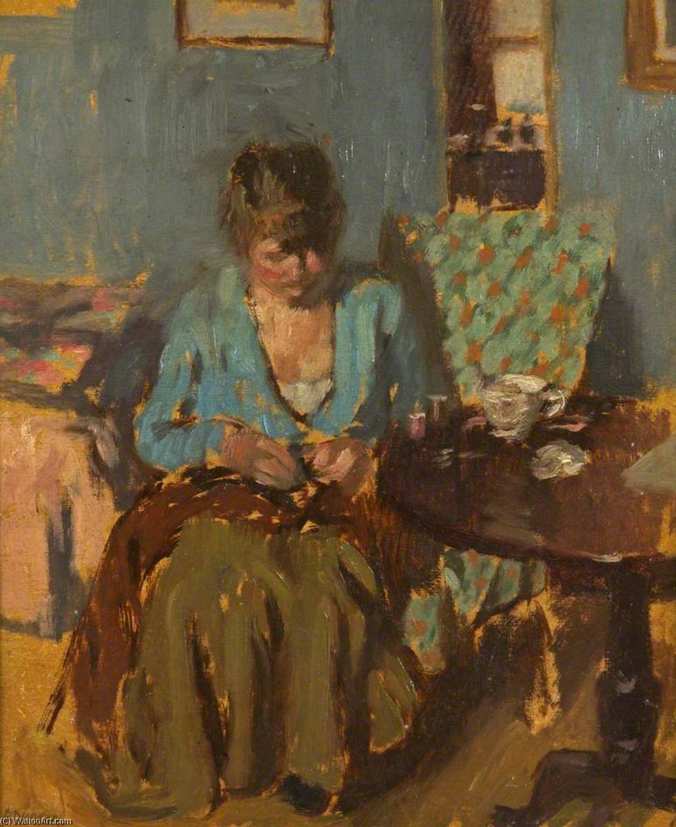 女童缝 通过 Bernard Dunstan (1920-2017, United Kingdom) Bernard Dunstan | ArtsDot.com