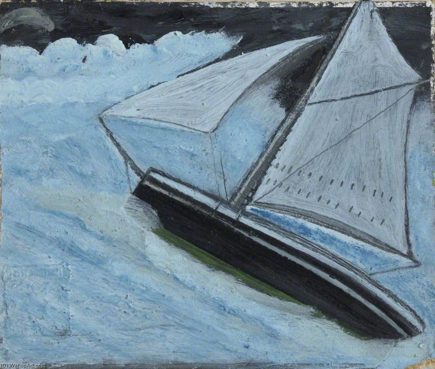 Order Paintings Reproductions Small Boat in a Rough Sea, 1936 by Alfred Wallis (1855-1942, United Kingdom) | ArtsDot.com