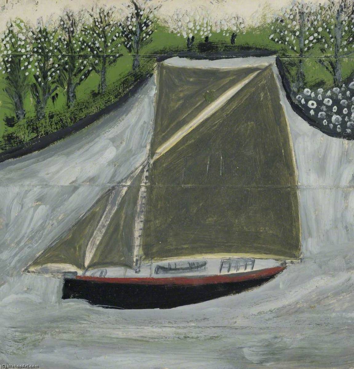 顺序 藝術再現 Sailing Ship and Orchard, 1937 通过 Alfred Wallis (1855-1942, United Kingdom) | ArtsDot.com