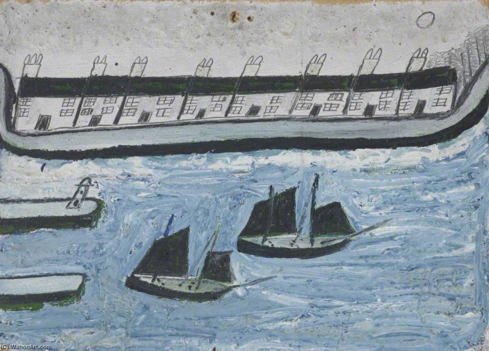 Buy Museum Art Reproductions Houses at the Water`s Edge (Porthleven ), 1928 by Alfred Wallis (1855-1942, United Kingdom) | ArtsDot.com