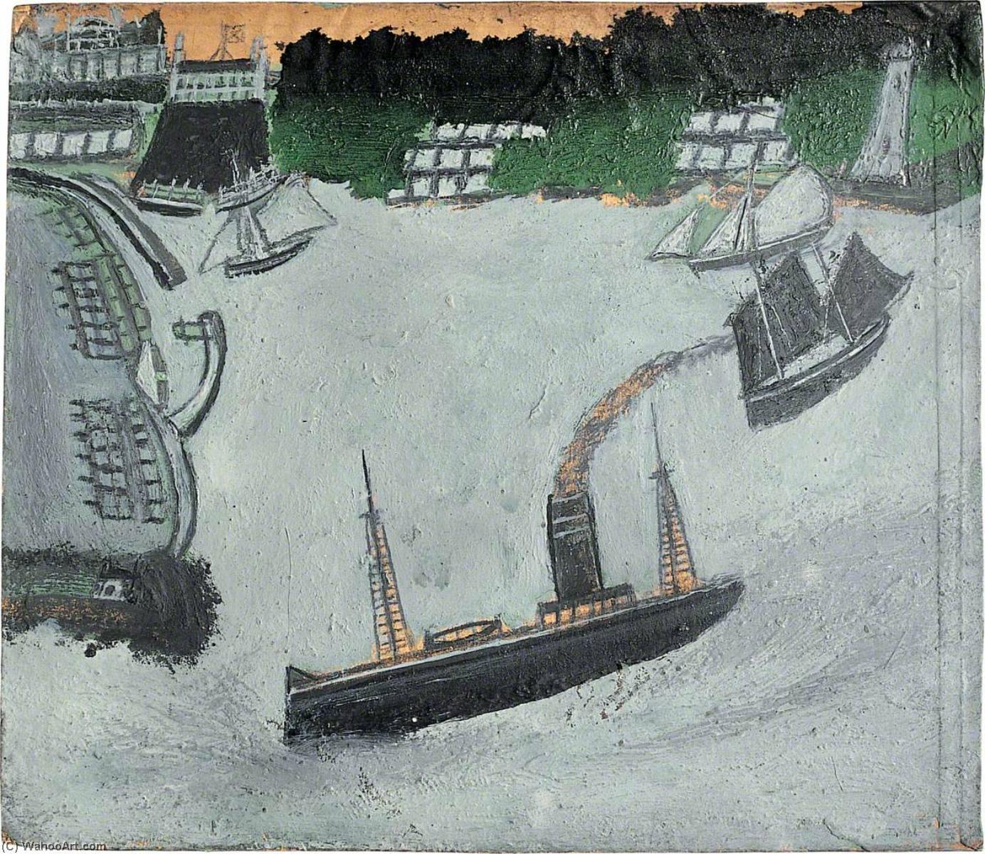 Order Oil Painting Replica St Ives harbour and Godrevy (recto), 1938 by Alfred Wallis (1855-1942, United Kingdom) | ArtsDot.com