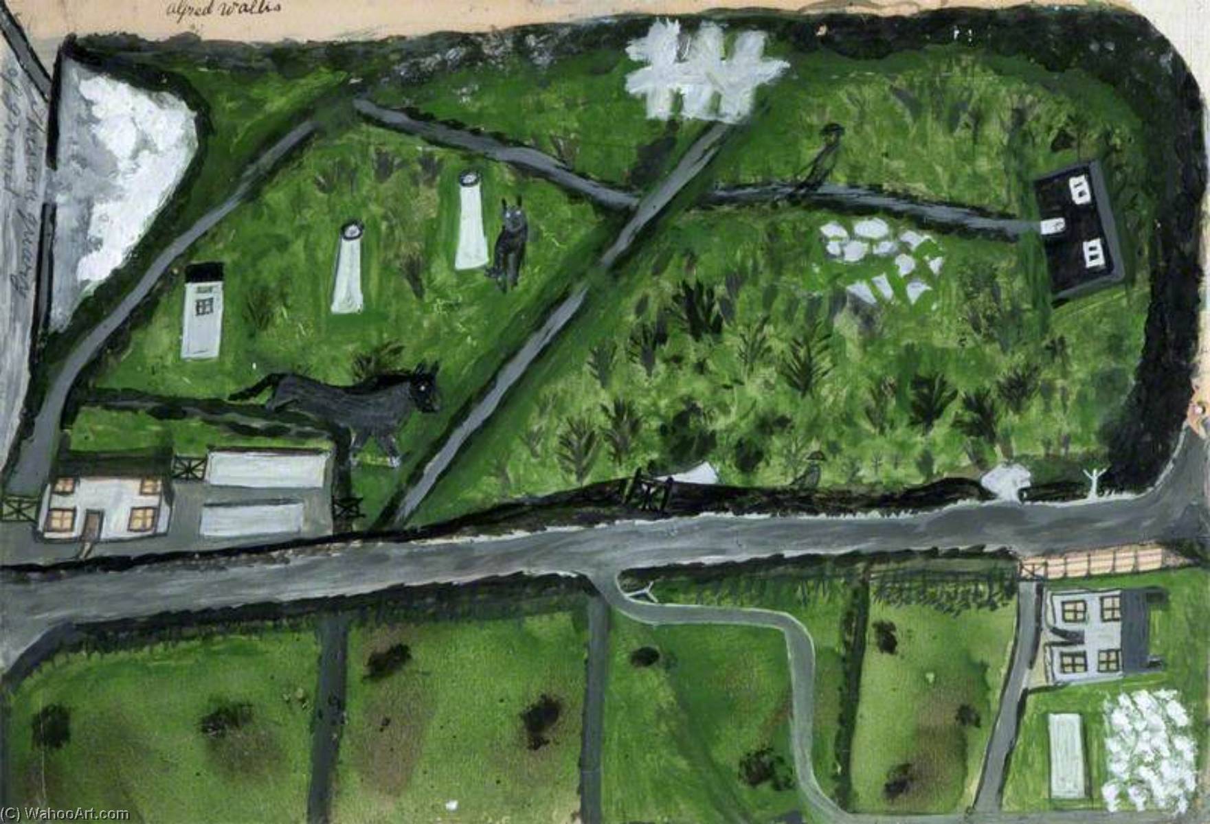 顺序 手工油畫 “Consols Mine Raskul Hill and the Road Zennor to Farms”。 The White You See Is Granite 页: 1, 1936 通过 Alfred Wallis (1855-1942, United Kingdom) | ArtsDot.com