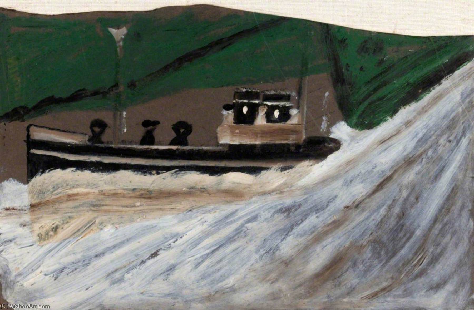 Order Paintings Reproductions Boat with Figures, 1940 by Alfred Wallis (1855-1942, United Kingdom) | ArtsDot.com