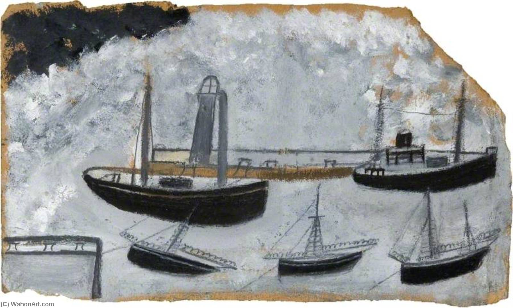 順序 絵画のコピー 港の船。 バイ Alfred Wallis (1855-1942, United Kingdom) | ArtsDot.com