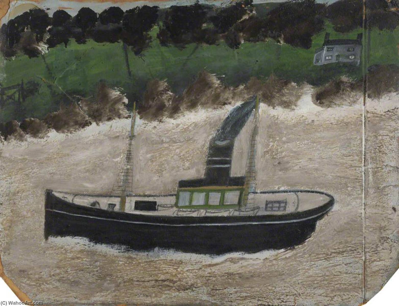 Buy Museum Art Reproductions Coaster by a Shore with a House by Alfred Wallis (1855-1942, United Kingdom) | ArtsDot.com