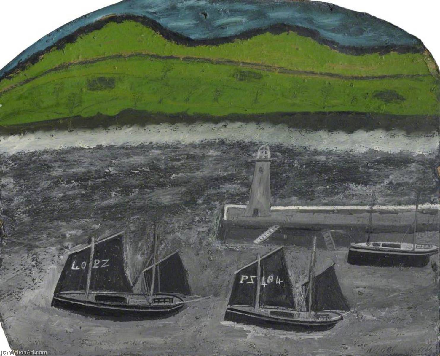 Buy Museum Art Reproductions PZ Sailing Boats by a Jetty by Alfred Wallis (1855-1942, United Kingdom) | ArtsDot.com