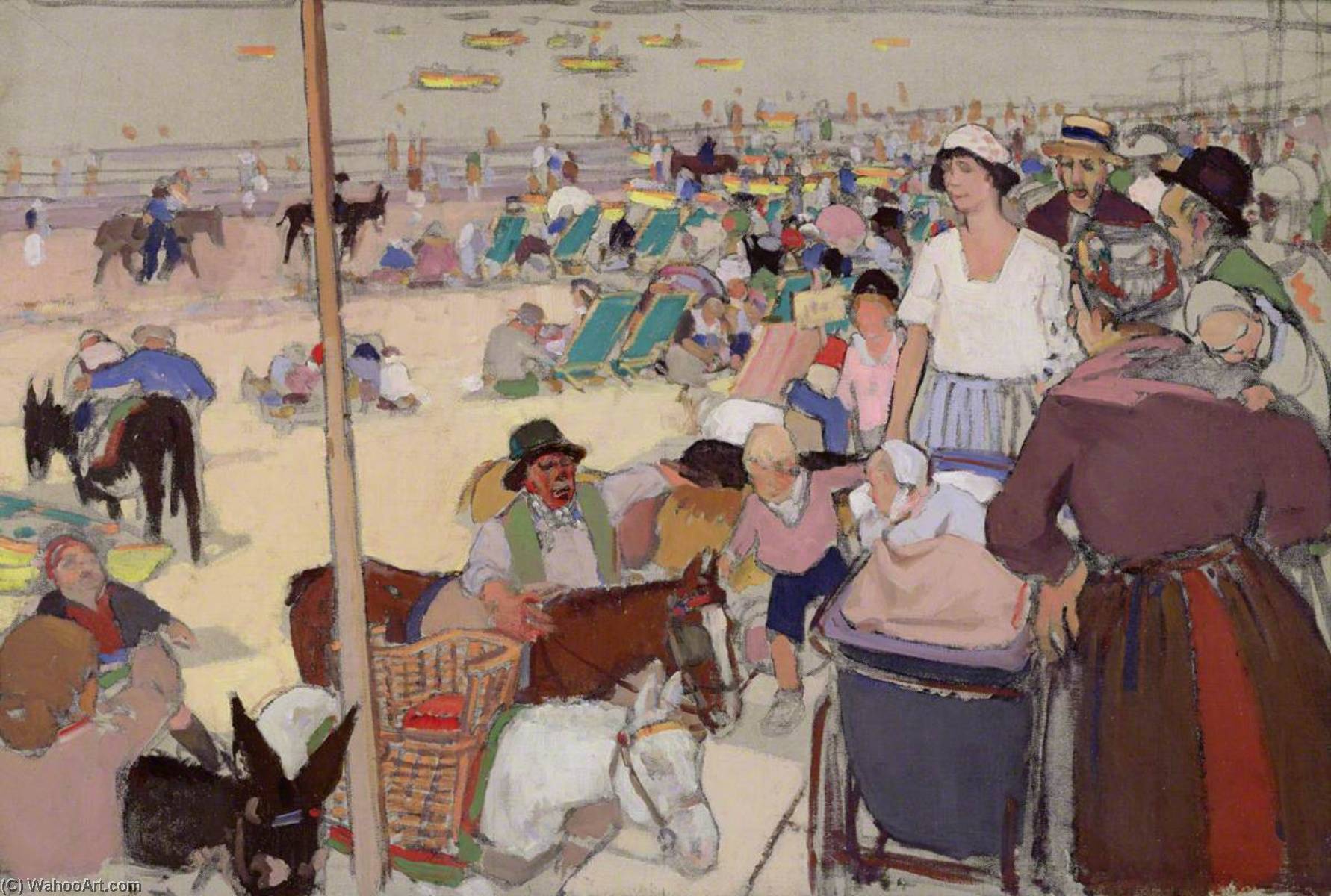 Compra Riproduzioni D'arte Del Museo Bank Holiday, Portobello Beach, 1932 di David Macbeth Sutherland (Ispirato da) (1883-1973, Scotland) | ArtsDot.com