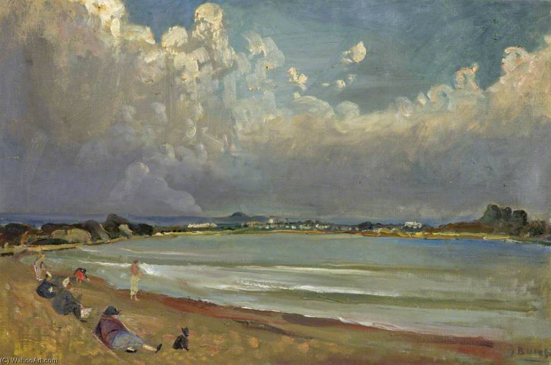 Order Oil Painting Replica Storm Clouds, Poole Harbour by Rodney Joseph Burn (Inspired By) (1899-1984, United Kingdom) | ArtsDot.com
