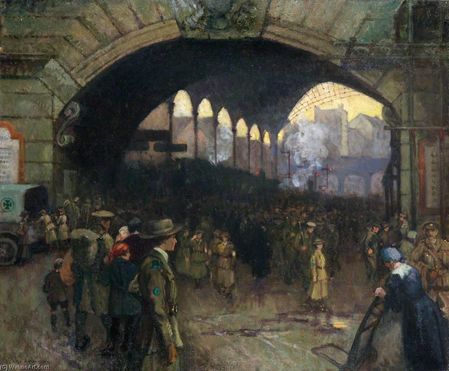 Buy Museum Art Reproductions Victoria Station, 1918 The Green Cross Corps (Women`s Reserve Ambulance), Guiding Soldiers on Leave, 1919 by Clare Atwood (Inspired By) (1866-1962, United Kingdom) | ArtsDot.com