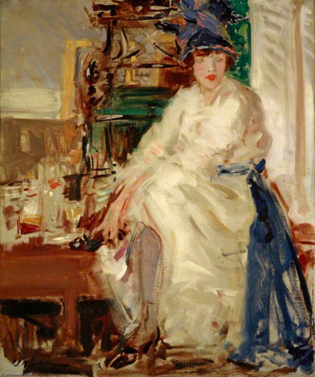 Order Paintings Reproductions Peggy in Blue and White, 1912 by Francis Campbell Boileau Cadell | ArtsDot.com
