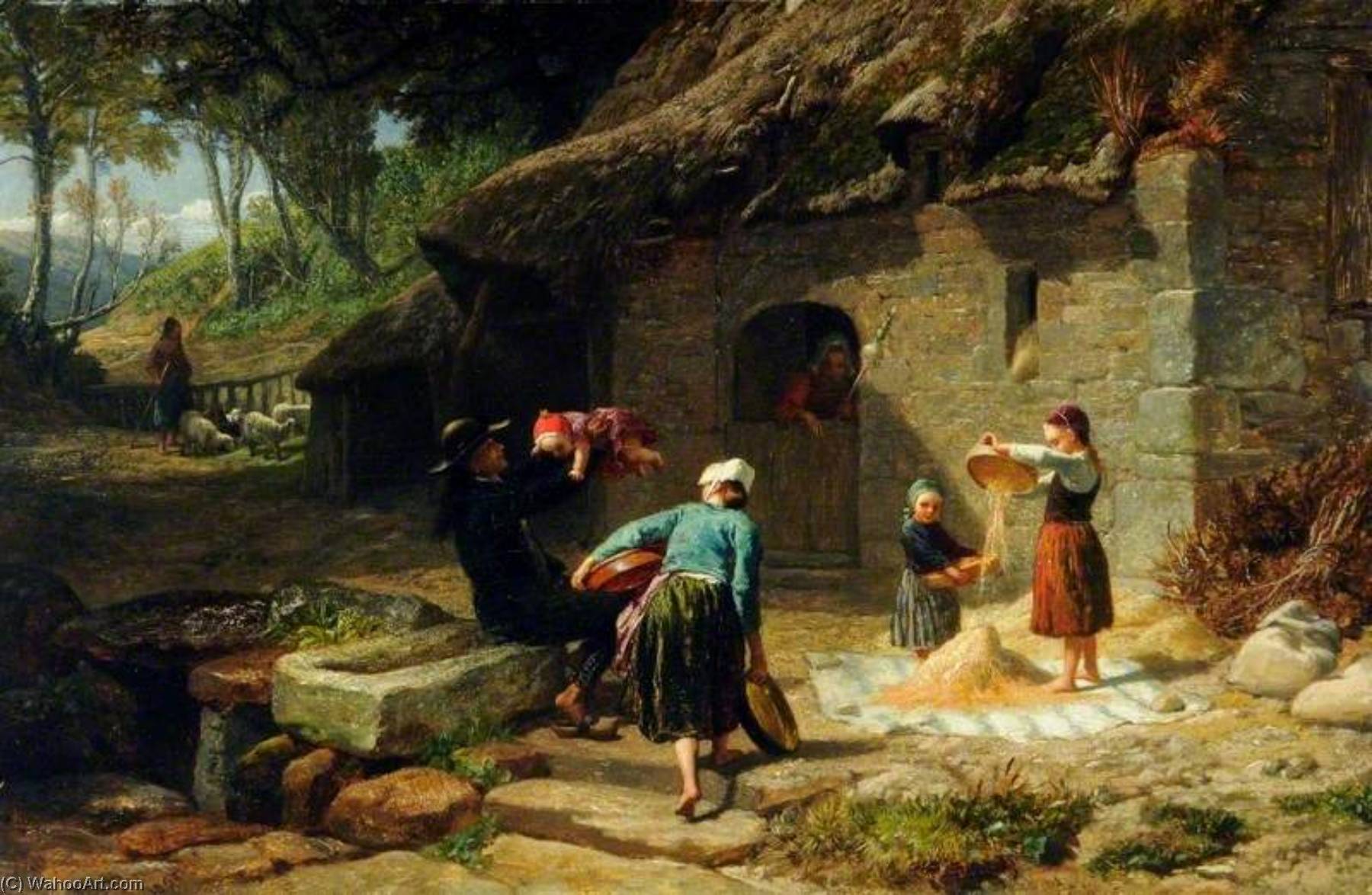 Order Oil Painting Replica Winnowing Corn in Brittany, France, 1858 by Frederick Trevelyan Goodall (1822-1904) | ArtsDot.com