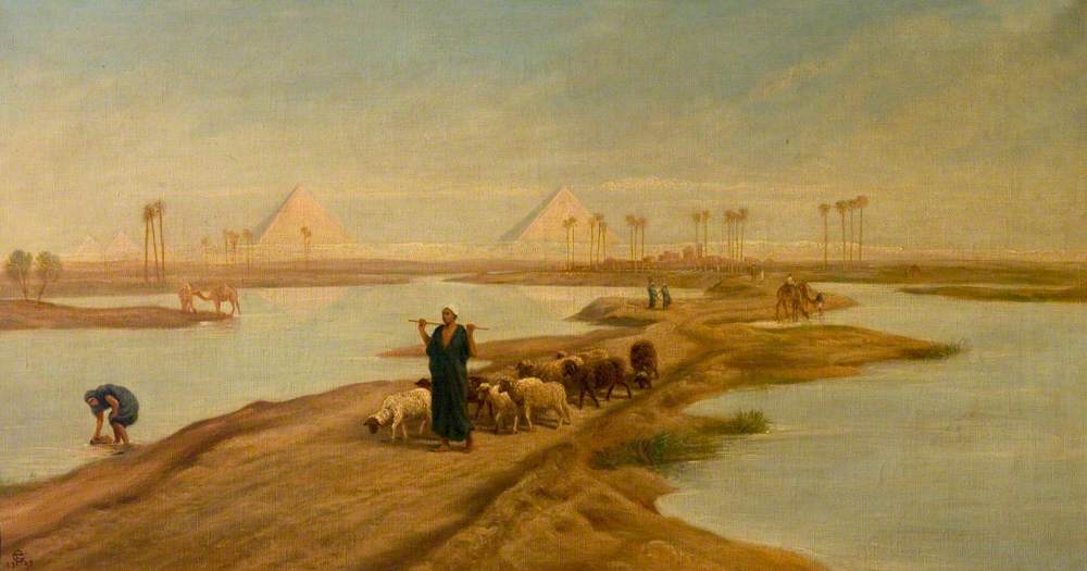 Order Paintings Reproductions The Ancient Causeway to the Pyramids, Egypt, 1898 by Frederick Trevelyan Goodall (1822-1904) | ArtsDot.com