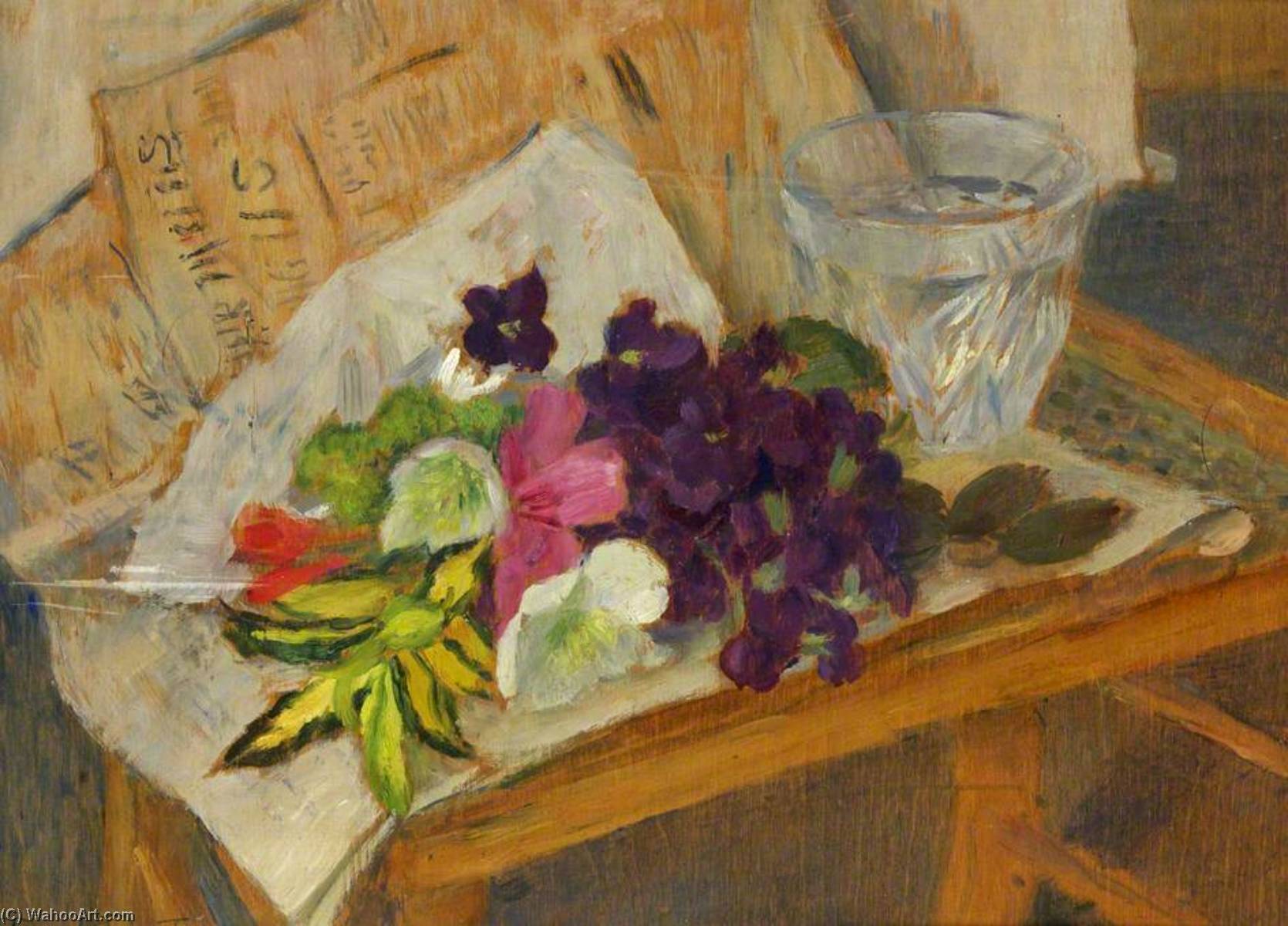 Order Oil Painting Replica Flowers on a Chair by Dod Procter (Inspired By) (1890-1972, United Kingdom) | ArtsDot.com