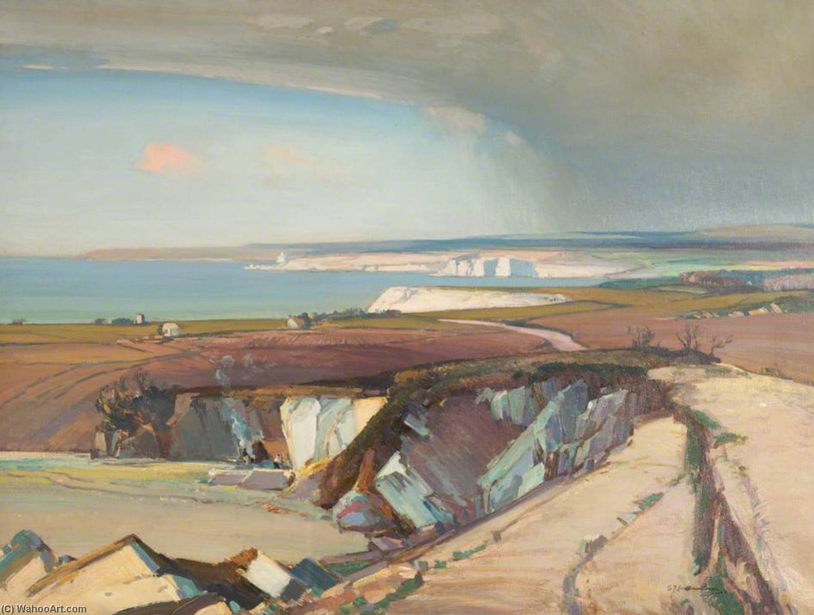Order Oil Painting Replica The Serpentine Quarry, near Mullion, Cornwall, 1920 by Samuel John Lamorna Birch (Inspired By) (1869-1955, United Kingdom) | ArtsDot.com