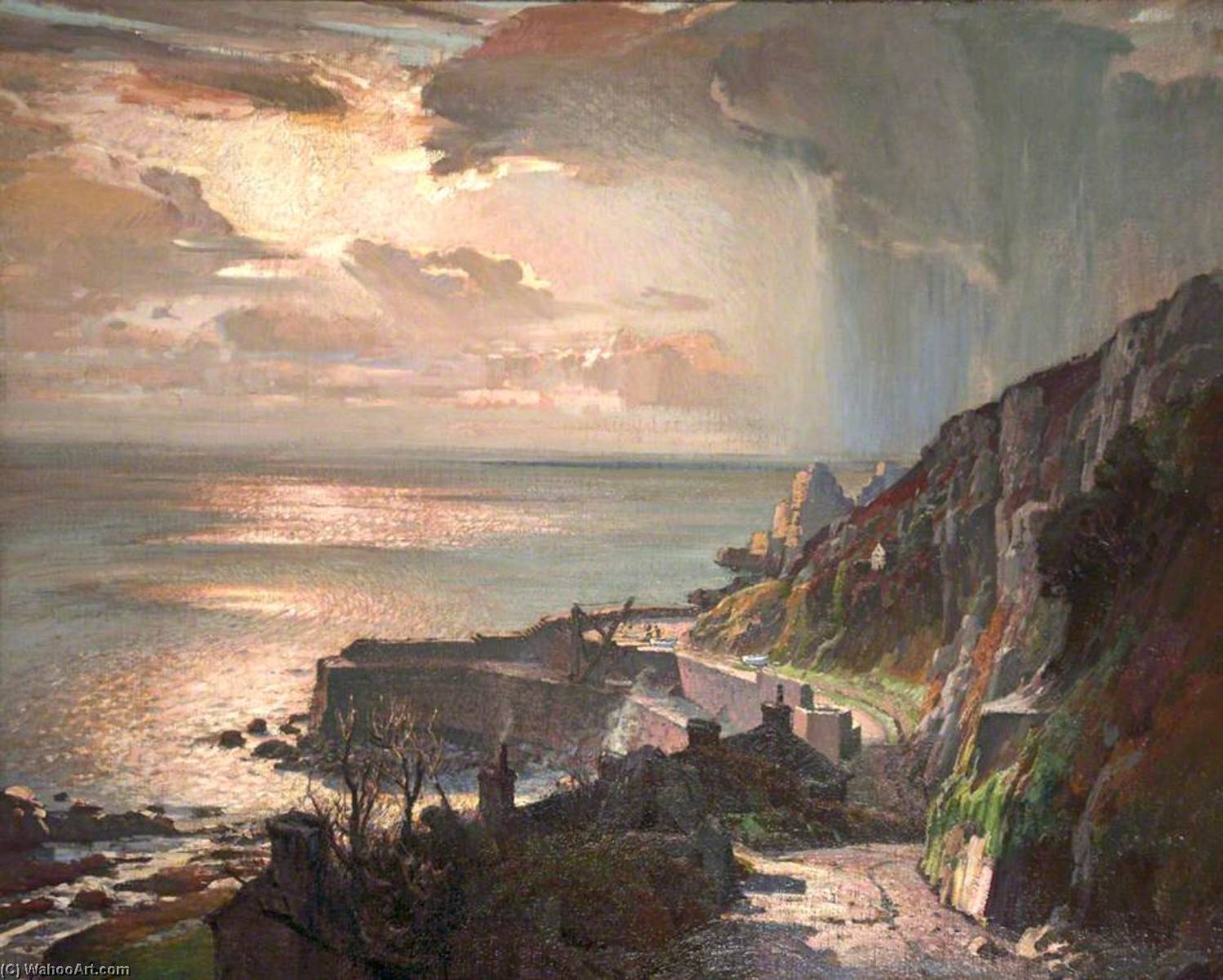 Order Paintings Reproductions Morning at Lamorna Cove, Cornwall by Samuel John Lamorna Birch (Inspired By) (1869-1955, United Kingdom) | ArtsDot.com