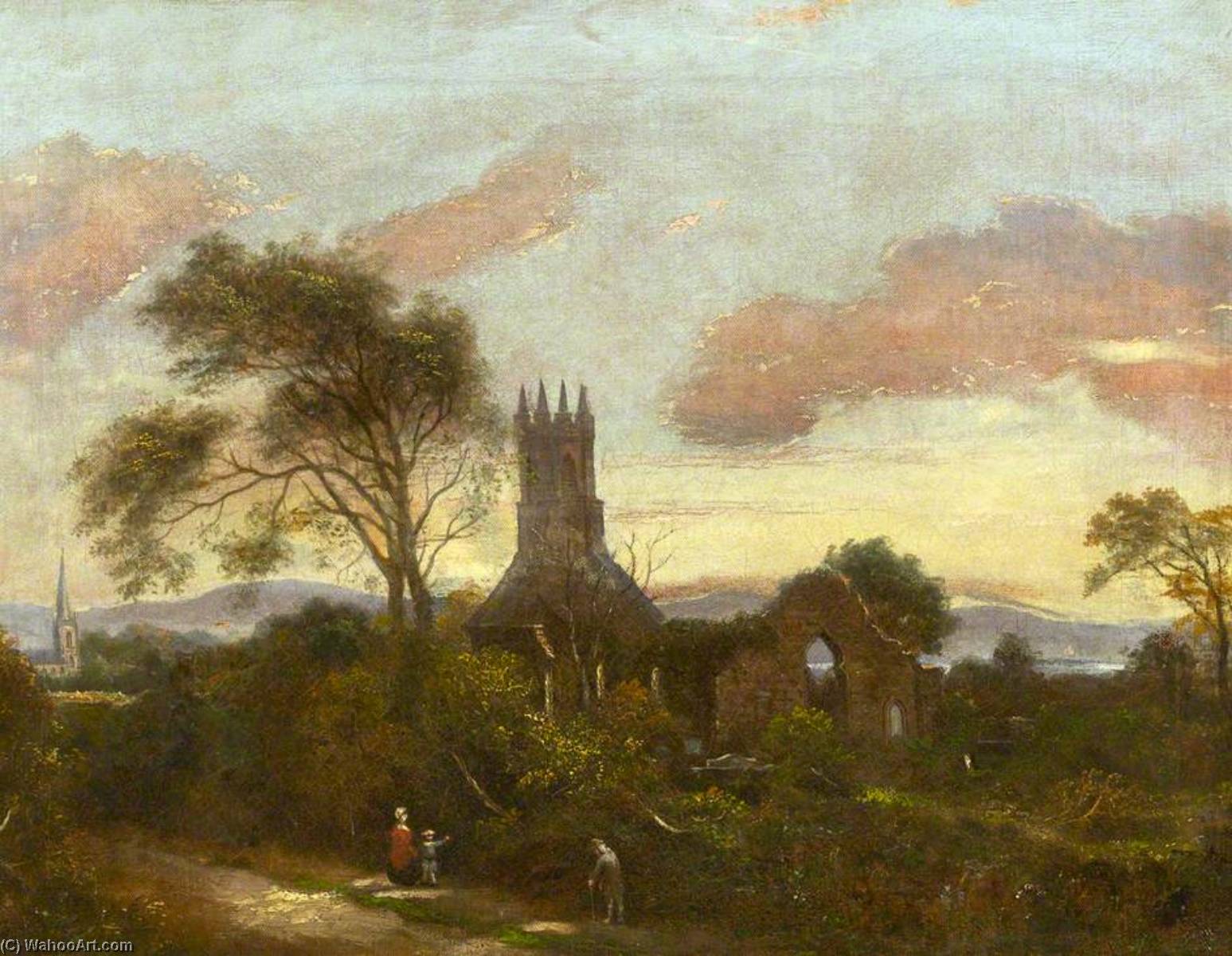 Order Paintings Reproductions The Priory Church, Holywood, County Down, 1813 by Hugh Frazer (1795-1865) | ArtsDot.com
