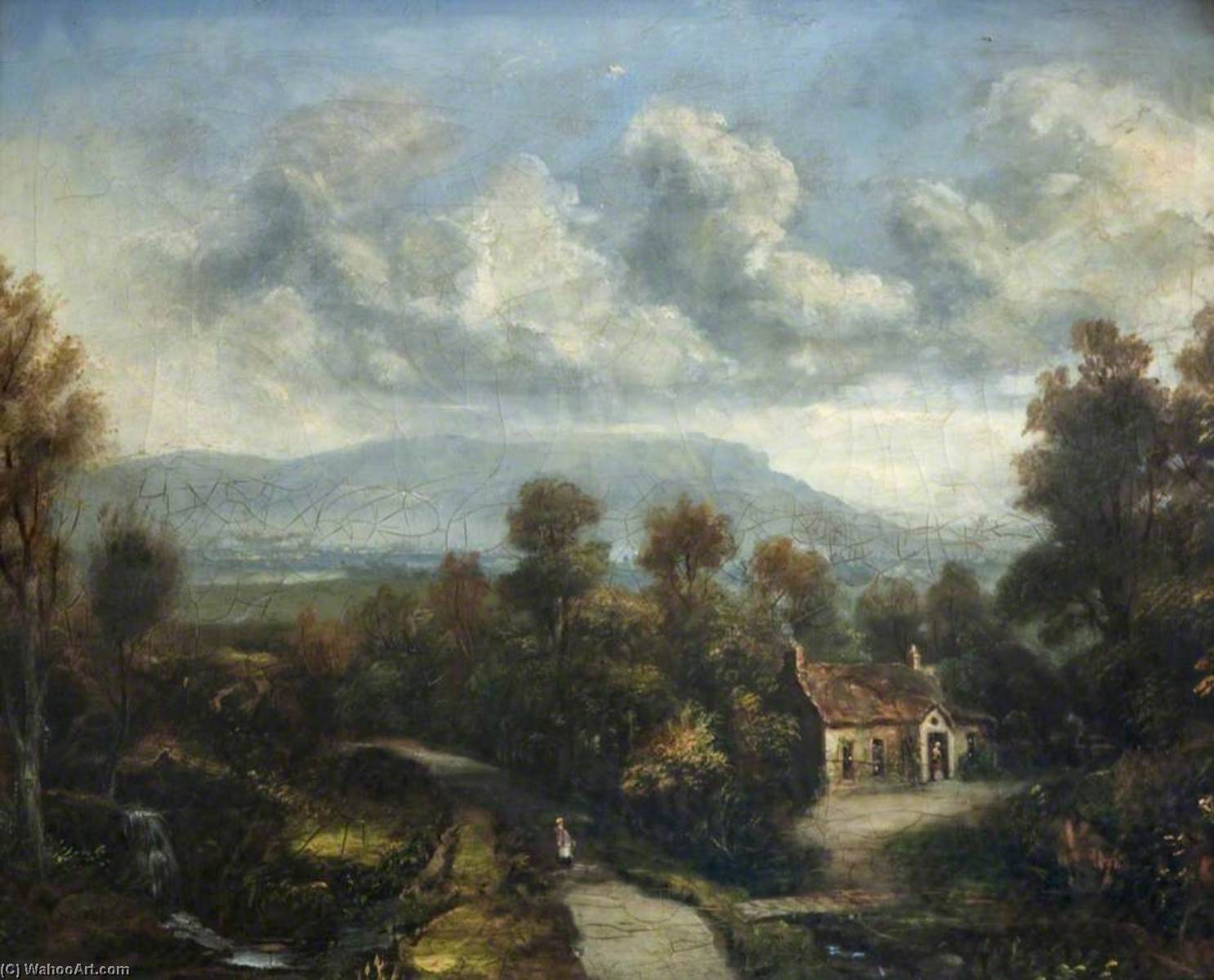 顺序 油畫 Lagan Scene with Satohill in Background and home 通过 Hugh Frazer (1795-1865) | ArtsDot.com