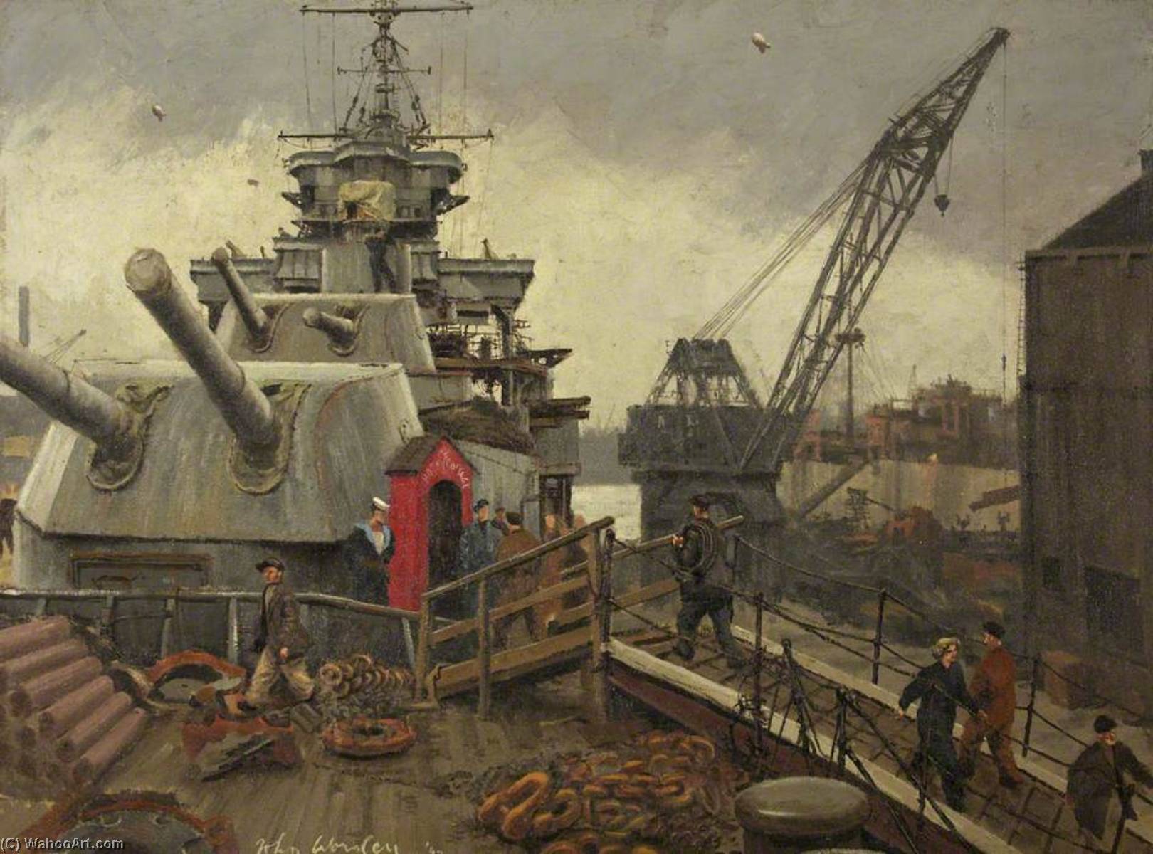 Refitting in Dry Dock, the Forecastle Sentry, 1943 by John Worsley (1919-2000) John Worsley | ArtsDot.com
